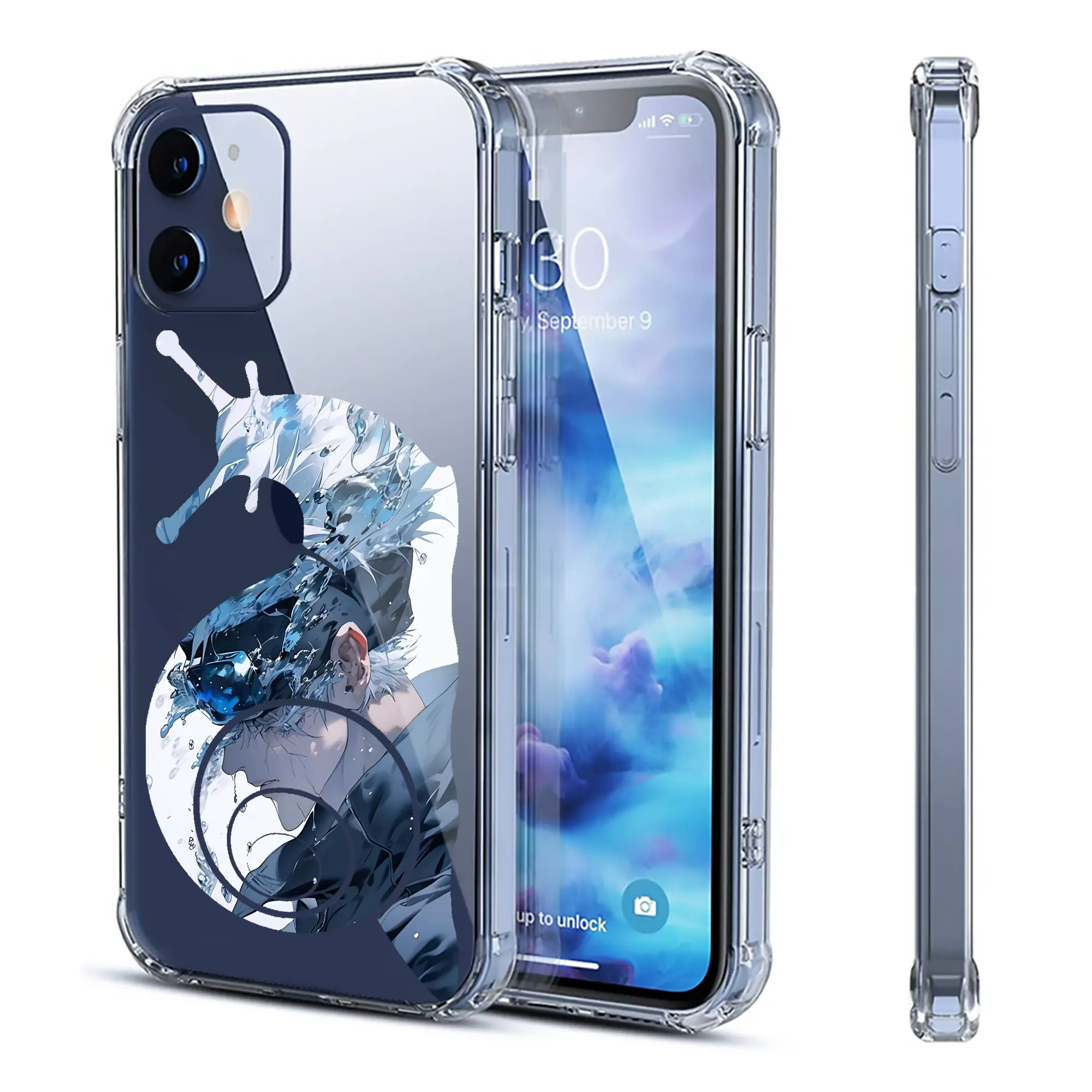 呪術廻戦 グッズ,五条 悟 - IPhone 12シリーズ対応 ・ 透明スマホケース ・ クリアソフトケース ・ TPU素材 ・ 耐衝撃 ・ 高密着 ・ 防汚 防指紋 ・ 簡単着脱